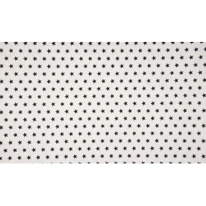 Minimals Bomullspoplin Tyg Print 150 Star White/Black 145cm – 50cm Reapris