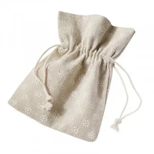 Kampanj Linpåse / Tygpåse Natur med Vita Blommor 10x13cm – 6 st