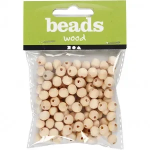 Billigare Träpärlor Runda 8 mm – 100 st.