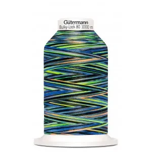 Gütermann Bulky-Lock 80 Multi Svart/Blå/Grön Sytråd Polyester 9858 – 1000m Endast denna vecka