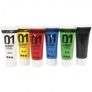 Begränsad tid A-Color akrylfärg, standardfärger, 01 – blank, 6x20 ml
