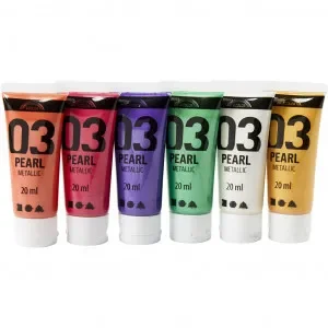 A-Color akrylfärg, komplementfärger, 03 – metallic, 6x20ml Kampanjpris
