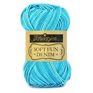 Lågt pris Scheepjes Softfun Denim Garn Print 500 Turkos