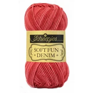 Erbjudande Scheepjes Softfun Denim Garn Print 514 Röd