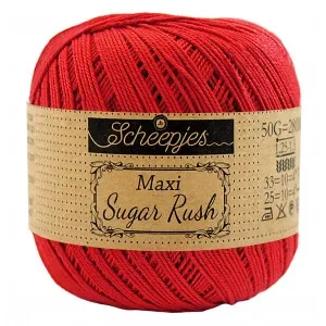 Scheepjes Maxi Sugar Rush Garn Unicolor 115 Hot Red Utförsäljning