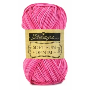 Begränsat erbjudande Scheepjes Softfun Denim Garn Print 503 Rosa