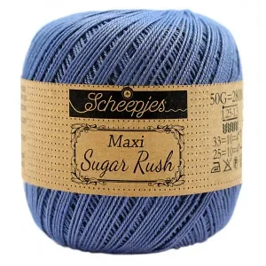 Kampanj Scheepjes Maxi Sugar Rush Garn Unicolor 261 Capri Blue