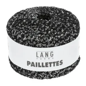 Rabatter Lang Yarns Garn Paillettes 04 Svart/Silver