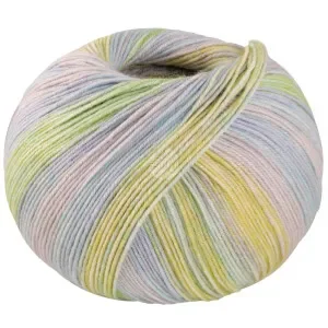 Snabb leverans Lana Grossa Meilenweit 100 SETA Piano Garn 3616 Ljus beige/isblå/pistache/citrusgul/mint/silvergrå