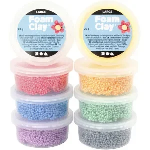 Foam Clay Large, mixade färger, 8x20 g/ 1 förp. Fynd