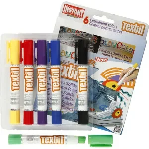 Playcolor Textilfärg, L: 14 cm, mixade färger, 5 g, 6 st./ 1 förp. Expressleverans