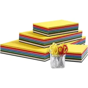 Kreativ kartong och barnsaxar, A3,A4,A5,A6, 180 g, mixade färger, 1 set Nyhet