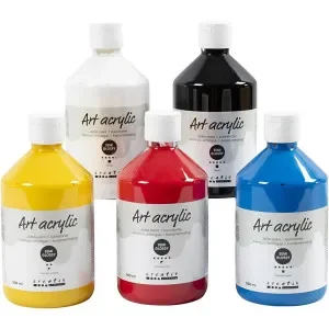 Akrylfärg, halvblank, primärfärger, 5x500 ml/ 1 förp. Köp nu
