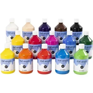Outlet Akrylfärg Matt, mixade färger, 15x500 ml/ 1 förp.