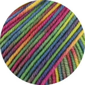 Kampanjpris Lana Grossa Cool Wool Garn Print 833 Senapsgul/Jade/Fuchsia/Petrol/Berry/Olive