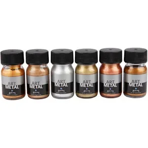 Populärt val Art Metal Färg, nr. 5102, 5104, 5106, 5108, 5109, 5110, metallicfärger, 6x30 ml/ 1 förp.