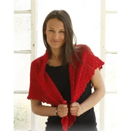 Holly’s Holiday by DROPS Design – Sjal Virkmönster 65 cm Begränsat erbjudande