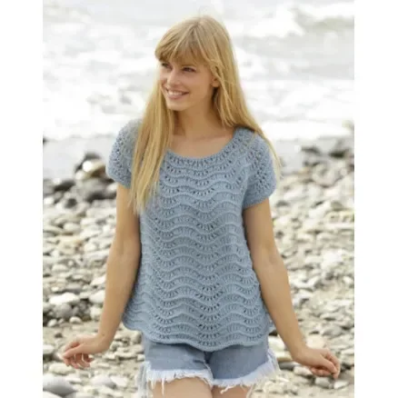 Rea Shore Line by DROPS Design – Topp Stick-mönster str. S – XXXL