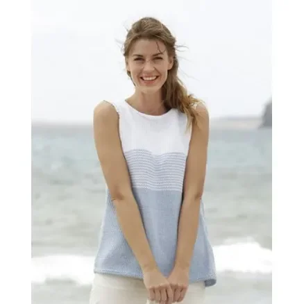 Kundfavorit Sea Line by DROPS Design – Randig topp Stick-opskrift strl. S – XXXL