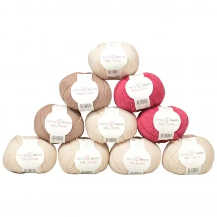 Infinity Hearts Baby Merino Garnpaket 23 Tre nyanser Natur och Ljung – 10 st Billig