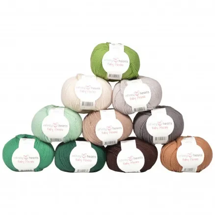 Snabb frakt Infinity Hearts Baby Merino Garnpaket 12 Blå och Grå nyanser – 10 st