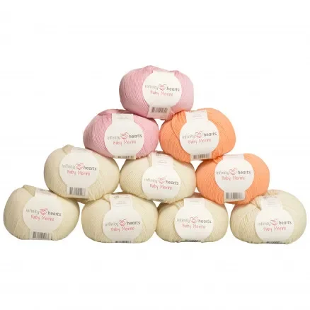 Infinity Hearts Baby Merino Garnpaket 21 Baby Rosa och Orange – 10 st Billig