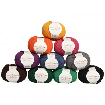 Begränsat antal Infinity Hearts Baby Merino Garnpaket 07 Mörka färger – 10 st