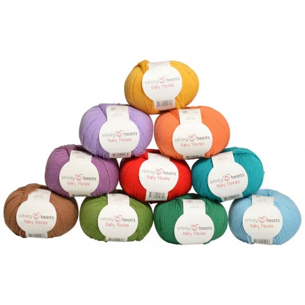 Sänkt pris Infinity Hearts Baby Merino Garnpaket 06 Starka färger – 10 st