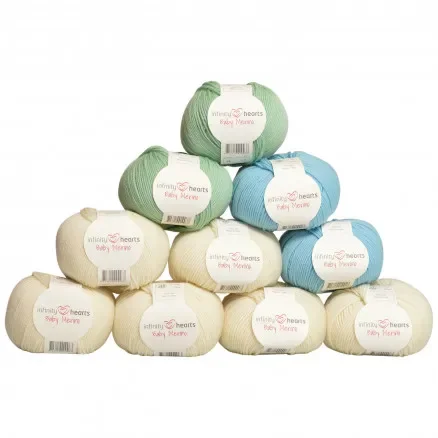 Infinity Hearts Baby Merino Garnpaket 22 Baby Blå och Grön – 10 st Erbjudande