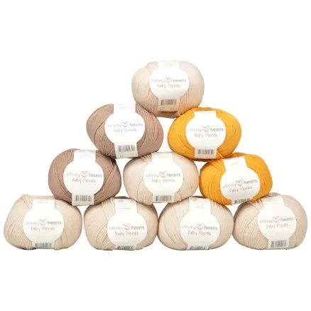 Infinity Hearts Baby Merino Garnpaket 25 Tre nyanser Beige och Gul – 10 st Utförsäljning