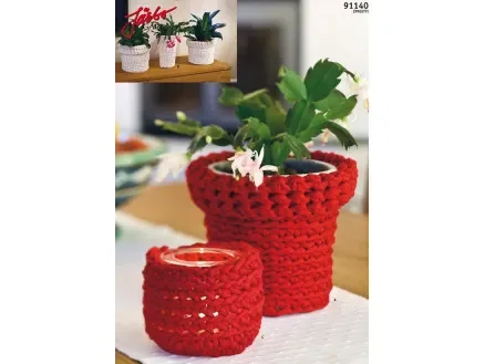 Handla nu Hoooked Ãverdrag till blomkruka och ljusstake – 3 st. överdrag Virk-kit