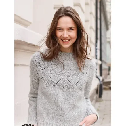 Kundfavorit Silver Diamond by DROPS Design – Tröja Stickmönster str. S – XXXL