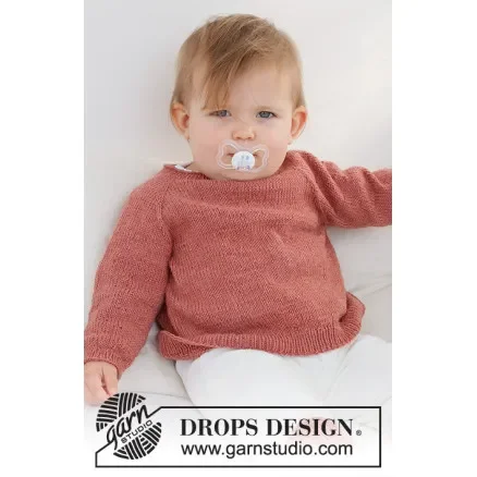 Rosy Cheeks Sweater by DROPS Design – Baby Tröja Stickmönster str. 0/1 mån – 3/4 år Populär