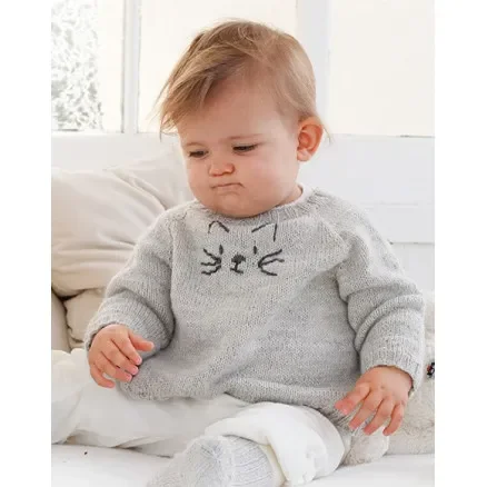 Meow Meow Sweater by DROPS Design – Babytröja Stickmönster storlek 0/1 månad – 3/4 år Populärt val