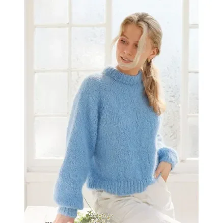 Blueberry Cream Sweater by DROPS Design – Tröja Stickmönster str. S – XXXL Rabatt