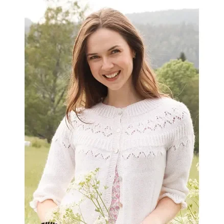 Mountain Frill Cardigan by DROPS Design – Cardigan Stickmönster str. S – XXXL Sista chansen
