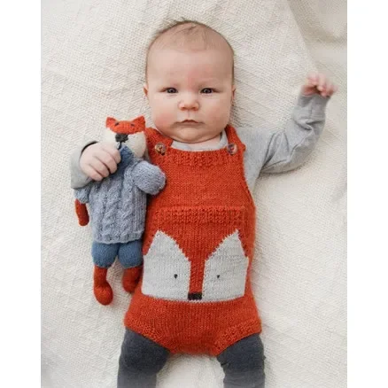 Billig Baby Fox Onesie by DROPS Design – Baby Bodystock Stickmönster Str. Prematur – 3/4 år