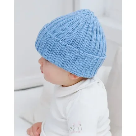 Blue Cloud Beanie by DROPS Design – Baby Mössa Stickmönster str. 0/1 mån – 3/4 år Nedsatt pris