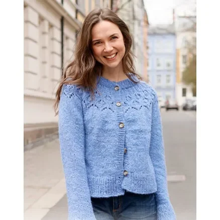 Expressleverans Rain Romance Jacket by DROPS Design – Cardigan Stickmönster str. S – XXXL