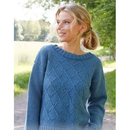Blue Glass by DROPS Design – Tröja Stickmönster str. S – XXXL Lågt pris