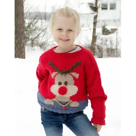 Â Red Nose Jumper Kids by DROPS Design – Jumper Stickmönster str. 2-12 år Begränsat erbjudande