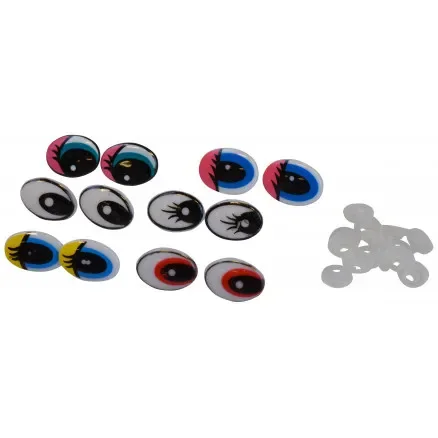 Infinity Hearts Säkerhetsögon med smink Ass. färger 21x17mm – 6 uppsättningar Fri frakt