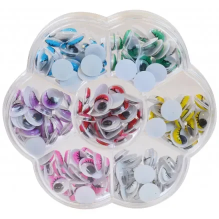 Snabb leverans Infinity Hearts Låda med Rörliga ögon för limning Ass. färger 10mm – 200 st.