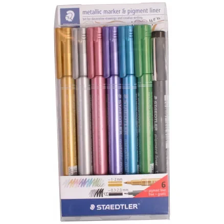 Snabb leverans Staedtler Marker Tusch Ass. Metallfärger 1-2mm – 6 st.