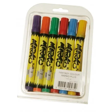 Textilmarkör / Tygmarkör Ass. färger 5mm – 12 st. Extra rabatt