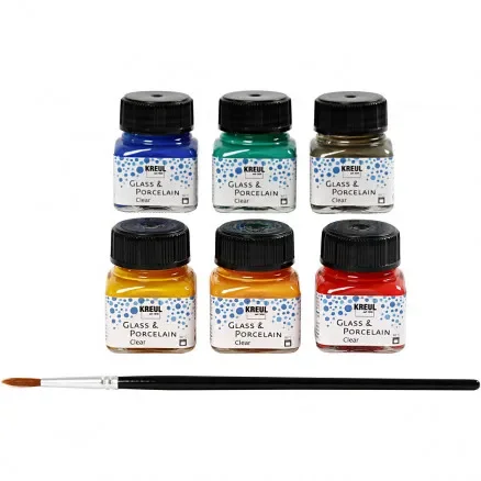 Glas- och porslinsfärg, Ass. färger, Clear, 6x20ml Beställ nu