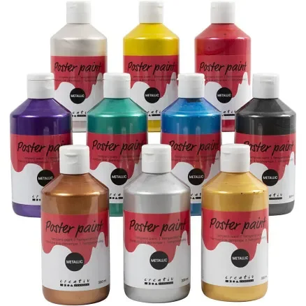 Kampanj Temperafärg Metallic, mixade färger, 10x300 ml/ 1 förp.