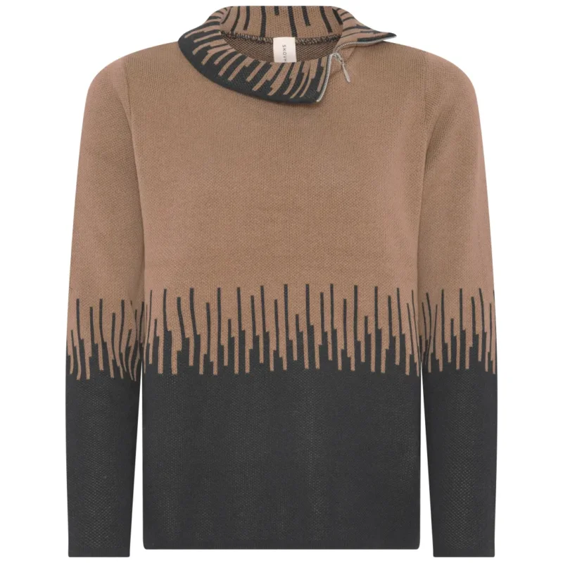 Skovhuus Kvinna Stickad Tröja Black/Toffee Brown S Begränsat antal