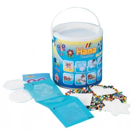 Lågt pris Hama Midi Bucket 7701 20.000 pärlor, 5 pärlplattor & självhäftande motiv