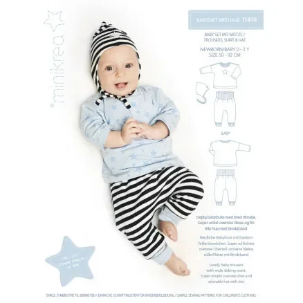 MiniKrea Snittmönster 11410 Baby set med mössa storlek 0-2 år Fynd